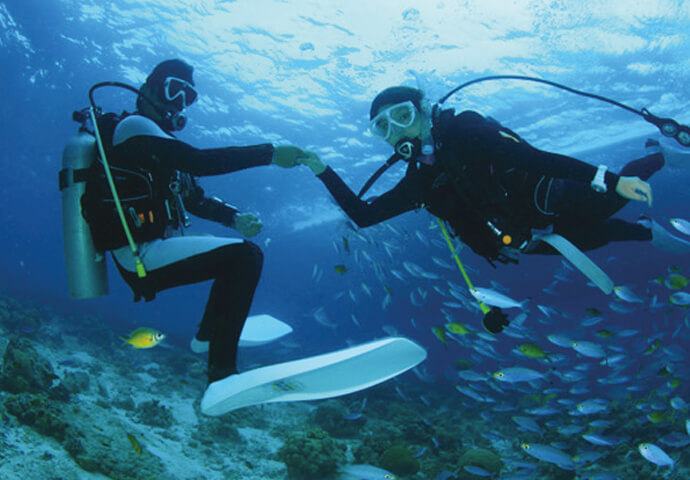 海洋保護区にも指定されているヒルトゥガン島で、ダイビング！

体験ダイビングなので、Cカード(認定証)も不要♪