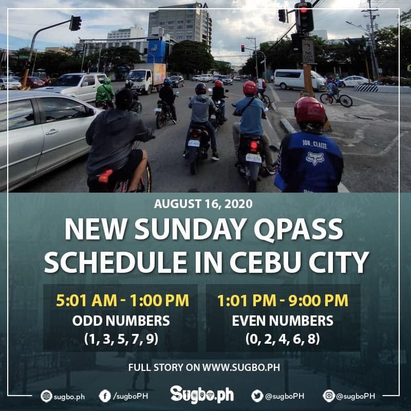  LOOK: New Sunday Q-Pass Coding Schedule in Cebu City effective August 16.
