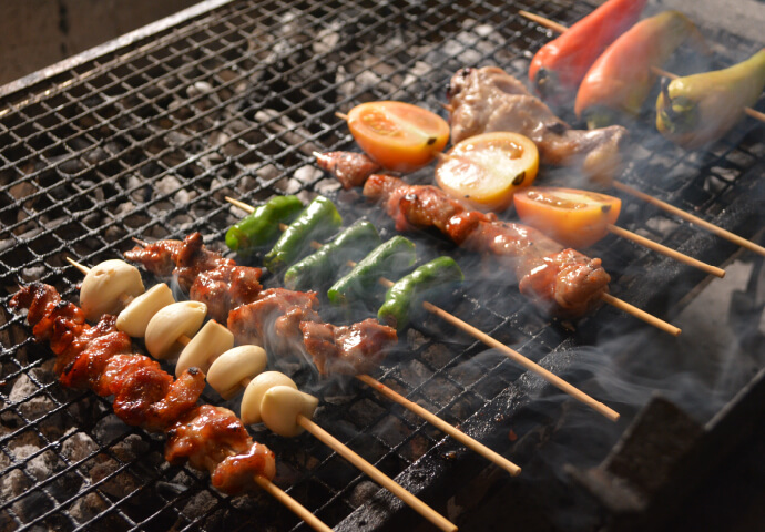 Not only their BBQ grills but also have colorful grilled veggie skewers as well.