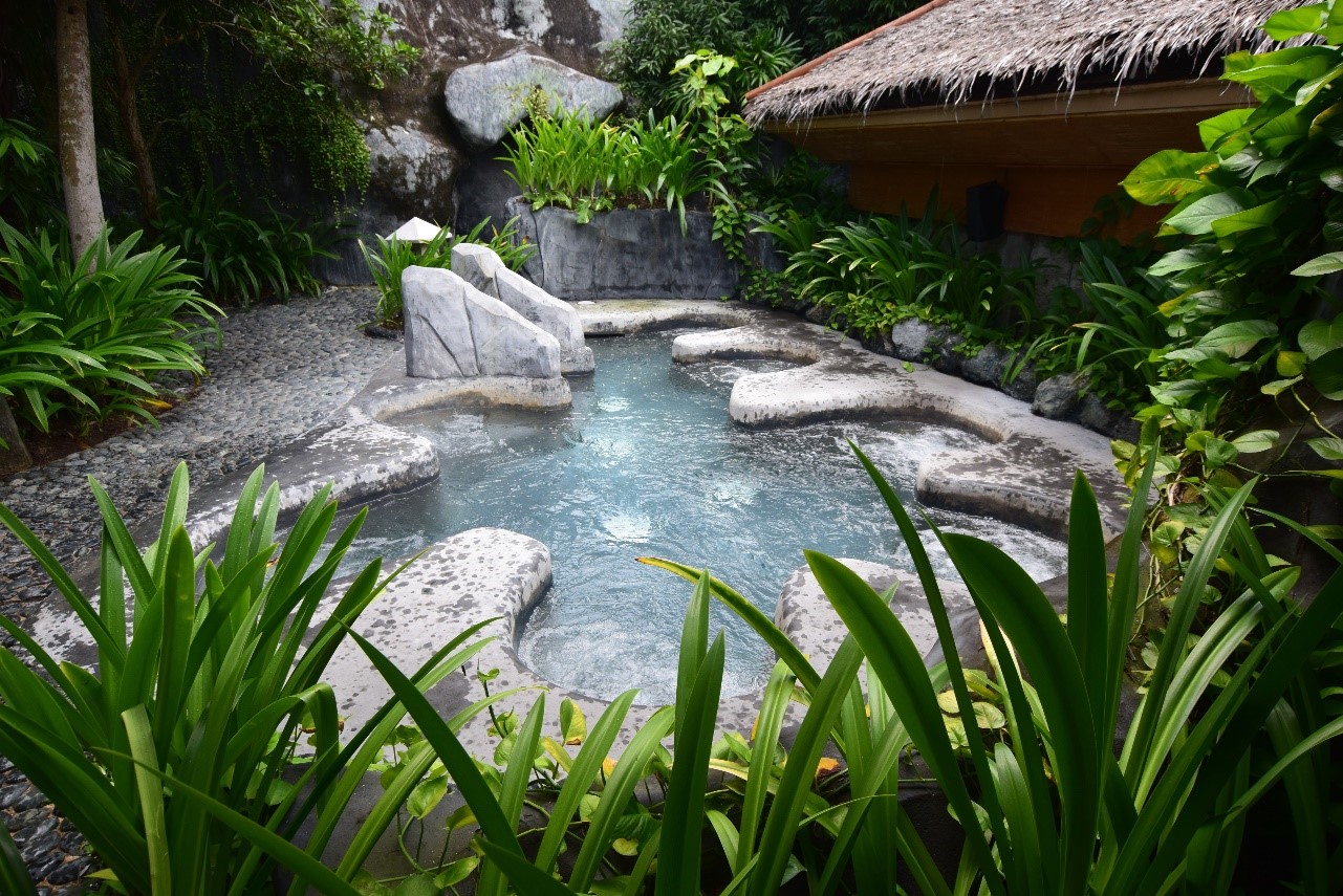 Relax, unwind, and smooth away your stress in their hot pools with jacuzzi jets, thalassic pool, cascading massage waterfalls, needle shower nook, dry sauna, steam room, and spa immersion rooms. 