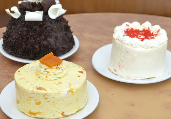 A variety of cakes and truffle