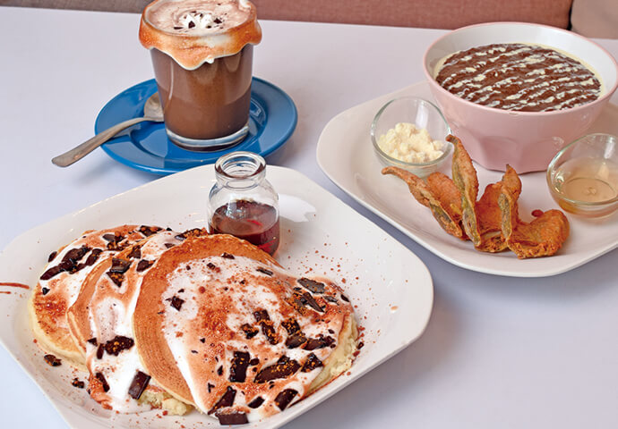The best-sellers: S'mores Pancakes (P120) and Krave Champorado + Danggit (P135)