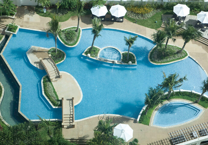 Feel the cool summer breeze at the pool side.  