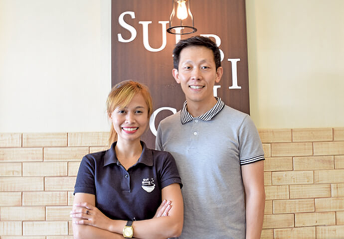The owner with one of their lovely staff members.
