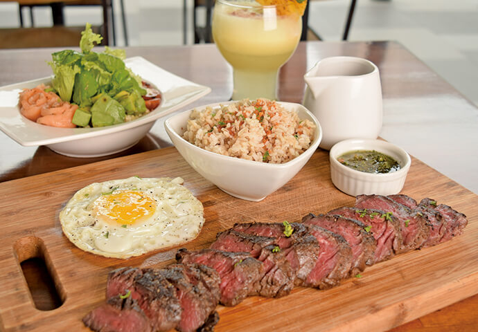 Steak and eggs (P750) & Salmon Avocado and Quinoa (P380)