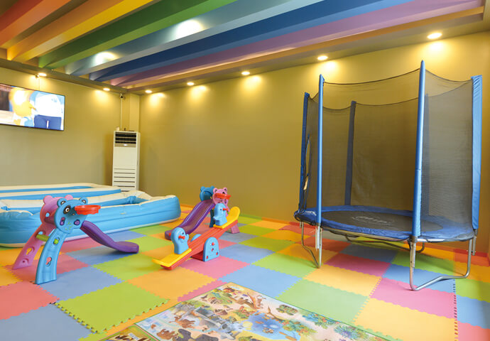 Your kids can stay in the playroom while you get a massage.