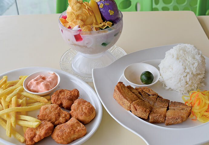 Lechon Kawali (P160), Nuggets with Fries (P160), and Halo-halo Special (P85)